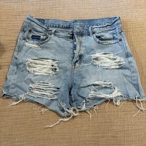 American Eagle Outfitters Distressed Light Blue Jean Shorts